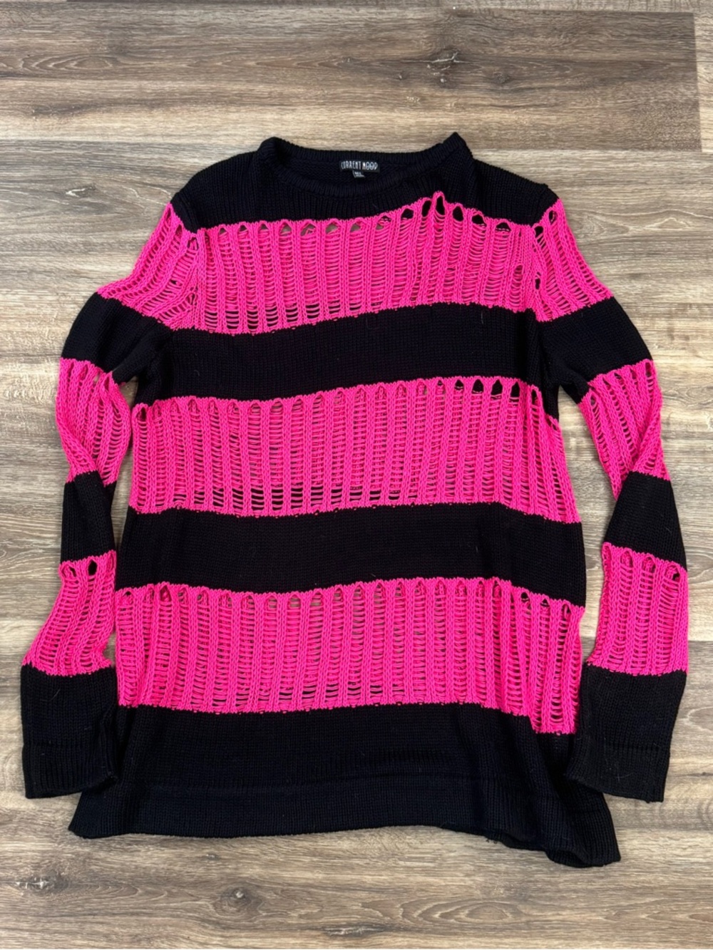 Dolls Kill Current Mood Black Pink Knit Striped Tunic Top Women’s Medium/Large